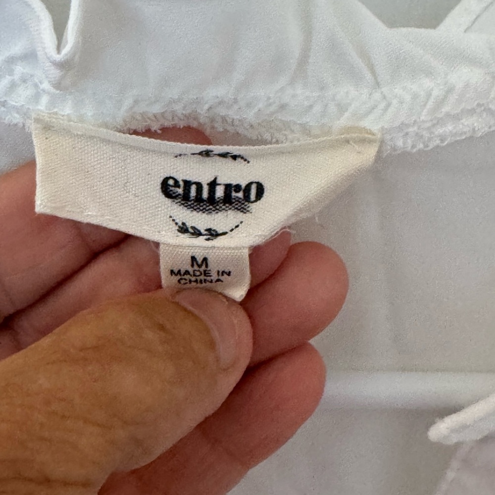 Entro White Button-Down Ruffle Blouse - image 3